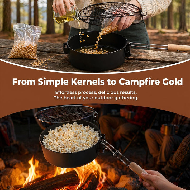 BORDEAG Popcorn Maker Lagerfeuer,Popcornpfanne Für Das Lagerfeuer,Outdoor Camping Popcorn Pfanne,Out
