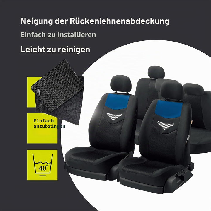 Autositzbezüge Universal Fit Komplettset, Schonbezüge-Auto, Komplettset, 2 Vordersitzbezüge, 1 Rücks