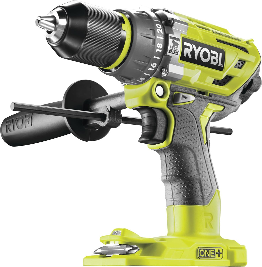 Ryobi Akku-Schlagbohrschrauber (18 V, Schlagbohrfunktion, ohne Akku, Schnellspannbohrfutter, LED-Bel