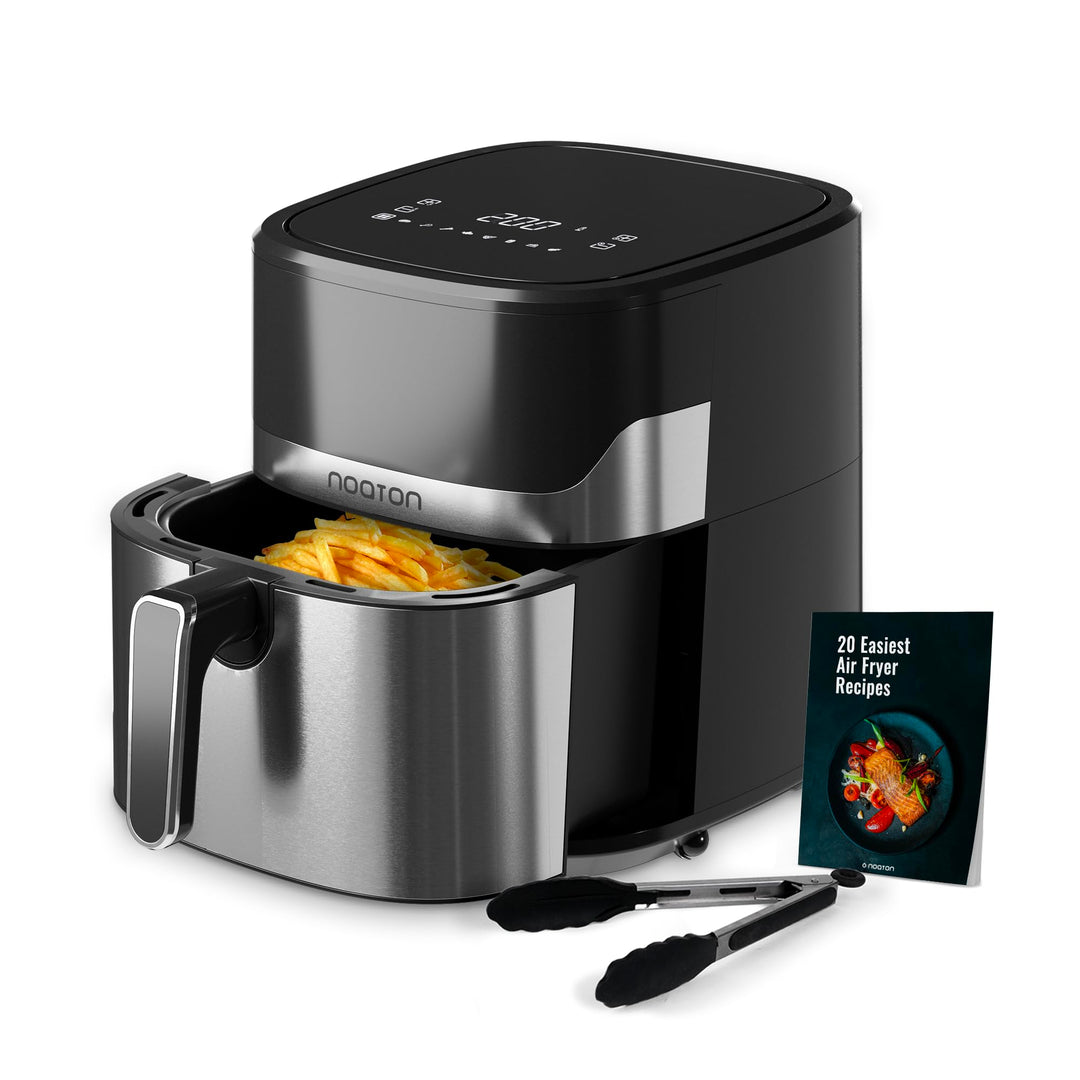 Noaton Heissluftfritteuse 6,2 L, Air Fryer mit Digitalem Touchscreen, 8 Programme, 1600 W, Ohne Öl,