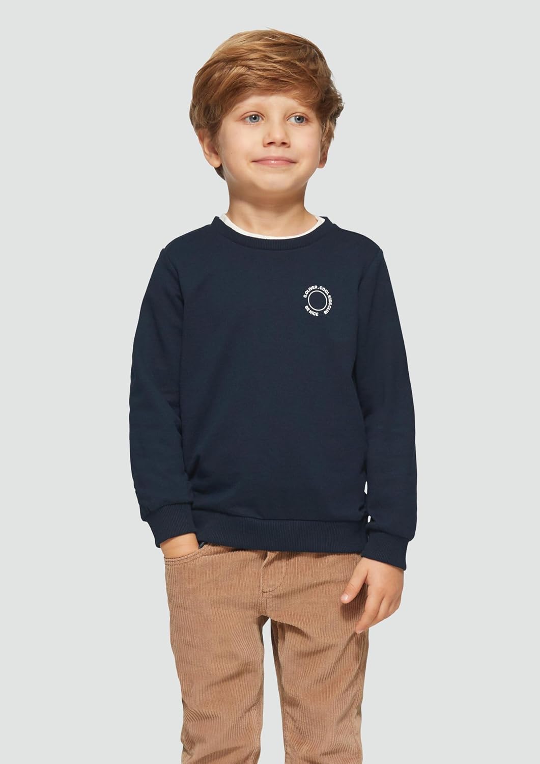 s.Oliver Unisex Sweatshirt mit Rippbündchen und kleinem Print-Detail 92 5952, 92 5952