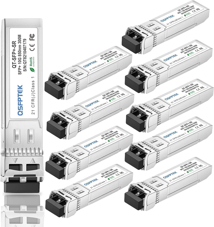 QSFPTEK (10Pack 10GBASE-SR SFP+ Modul 10G 850nm 300M DDM LC Port Multimode SFP+ Transceiver Kompatib