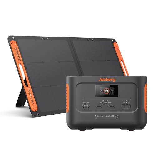 Jackery Explorer 100 Plus Tragbare Powerstation mit 100W Solarpanel, 99Wh LiFePO4-Akku Schnellladung