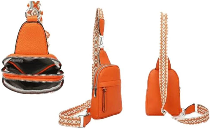FASHION YOU WANT Sling Bag Brusttasche, Crossbody Umhängetasche Damen veganes Leder,Schultertasche S