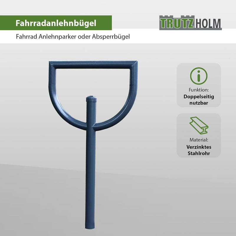 TRUTZHOLM Fahrradanlehnbügel 118x56cm aus verzinktem Stahl zum Einbetonieren Anthrazit Fahrradstände