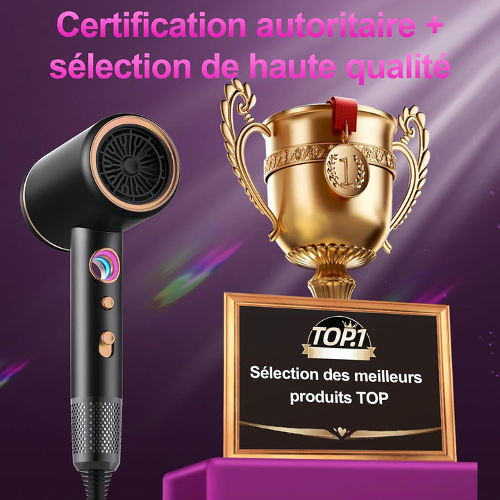 Tisoutec Föhn,Fön,Haartrockner Profi Ionen mit AC Motor 2400W Reisefön Diffusor|Haarfön 4-in-1|Heiss