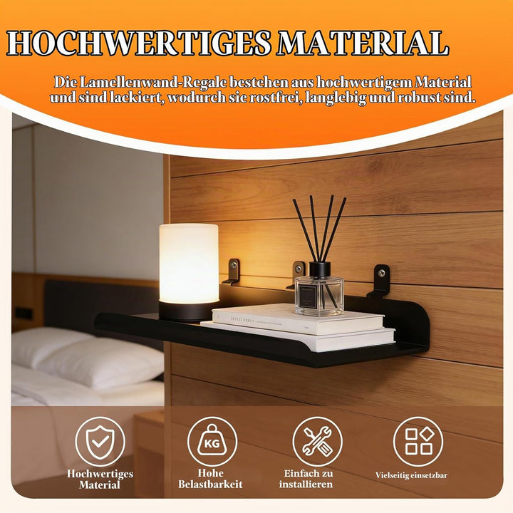 Sophisticate Metall Schwebende Wandregale Schwarz für Akustikpaneele 25×10cm, Regal für Horizontal A