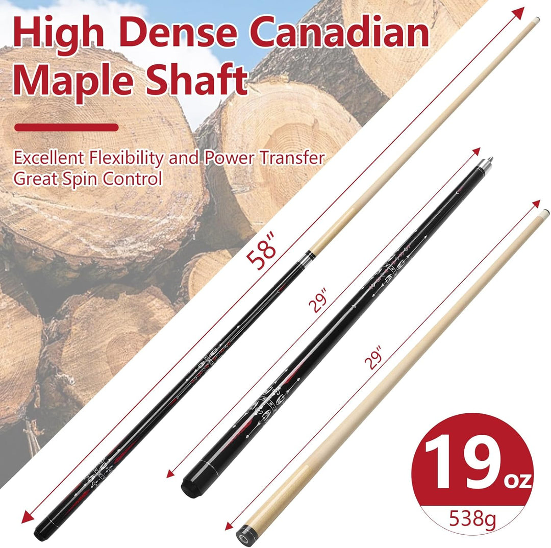 inucue Billard Queue, 58 Zoll Maple Pool Queue Stick 13mm Spitzen für Professionelle Billardspieler,