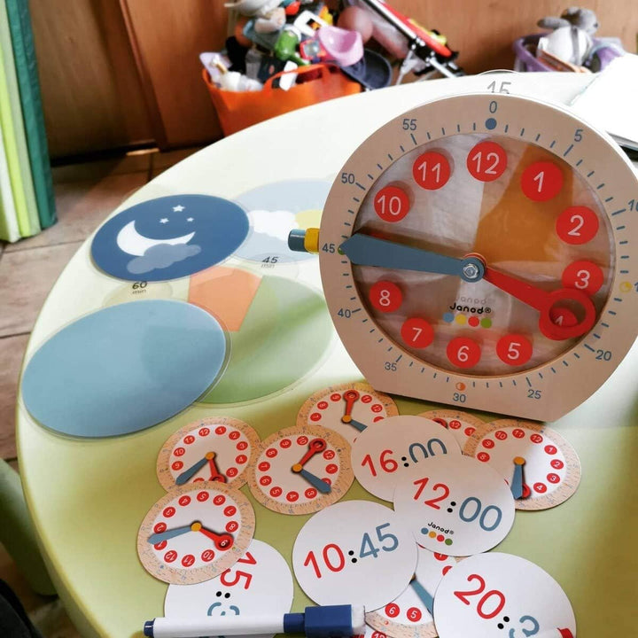 Janod - Essentiel - Uhrzeit lernen - Lernspiel aus Holz Babys und Kleinkinder - Zahlen und Mathemati