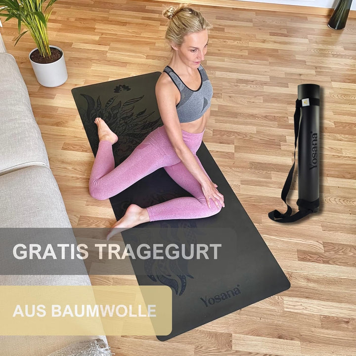 Yogamatte aus Naturkautschuk | extrem rutschfest | ULTRA GRIP Oberfläche aus ECO PU | extra breit 68