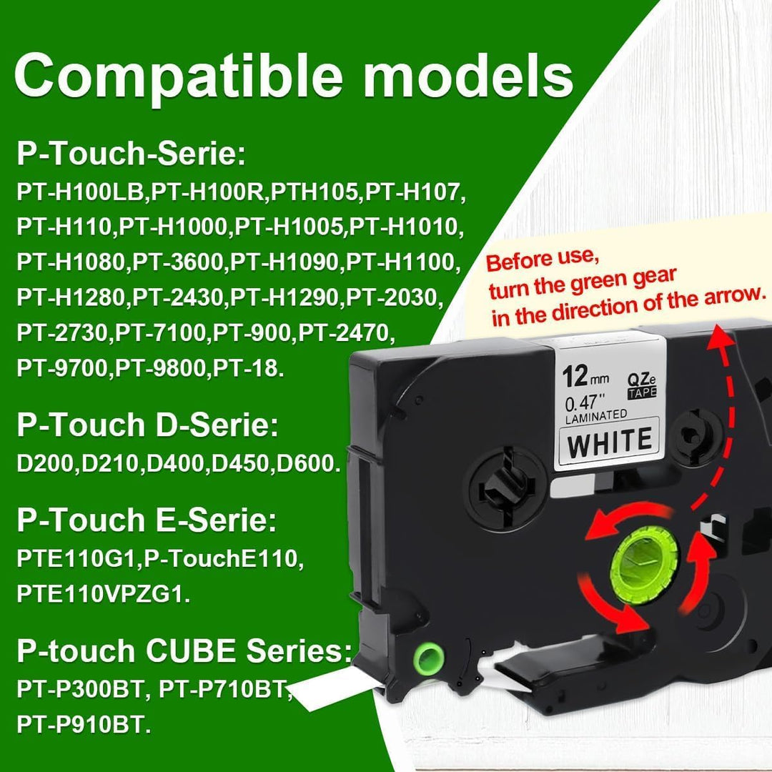 10er-Pack kompatible TZe-231 Schriftbänder für Brother TZe-231 / TZ-231, 12 mm (0,47 Zoll) laminiert