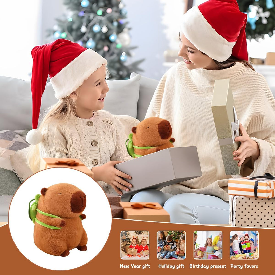 Meleager Capybara Kuscheltier, Plüschtier für Kinder, Capybara mit Schildkrötenrucksack, Stofftier G