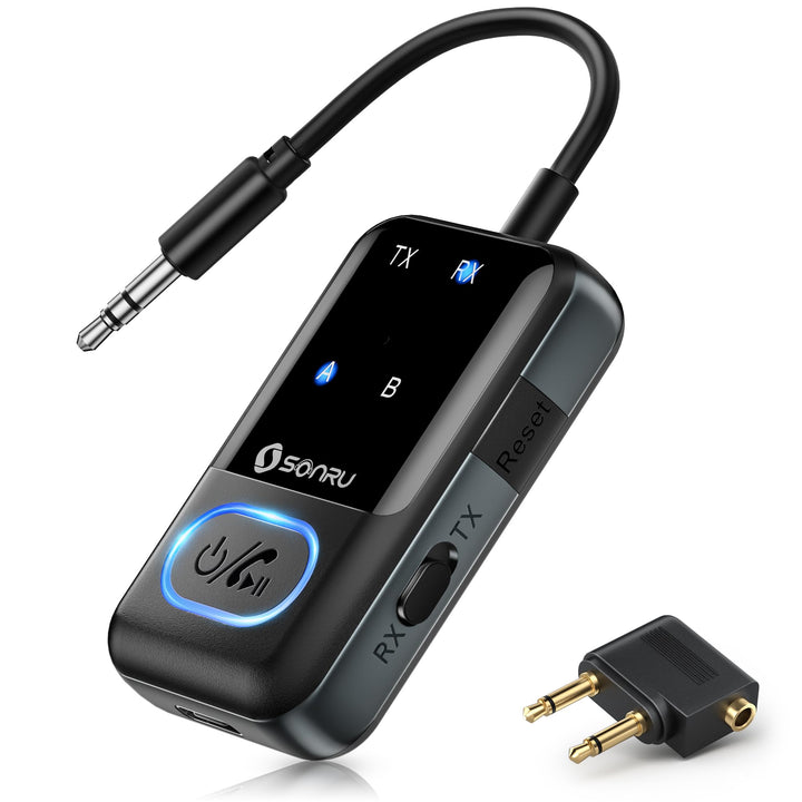 Bluetooth 5.3 Adapter Transmitter Flugzeug, SONRU 2 in 1 Bluetooth Sender Empfänger Bluetooth Sender