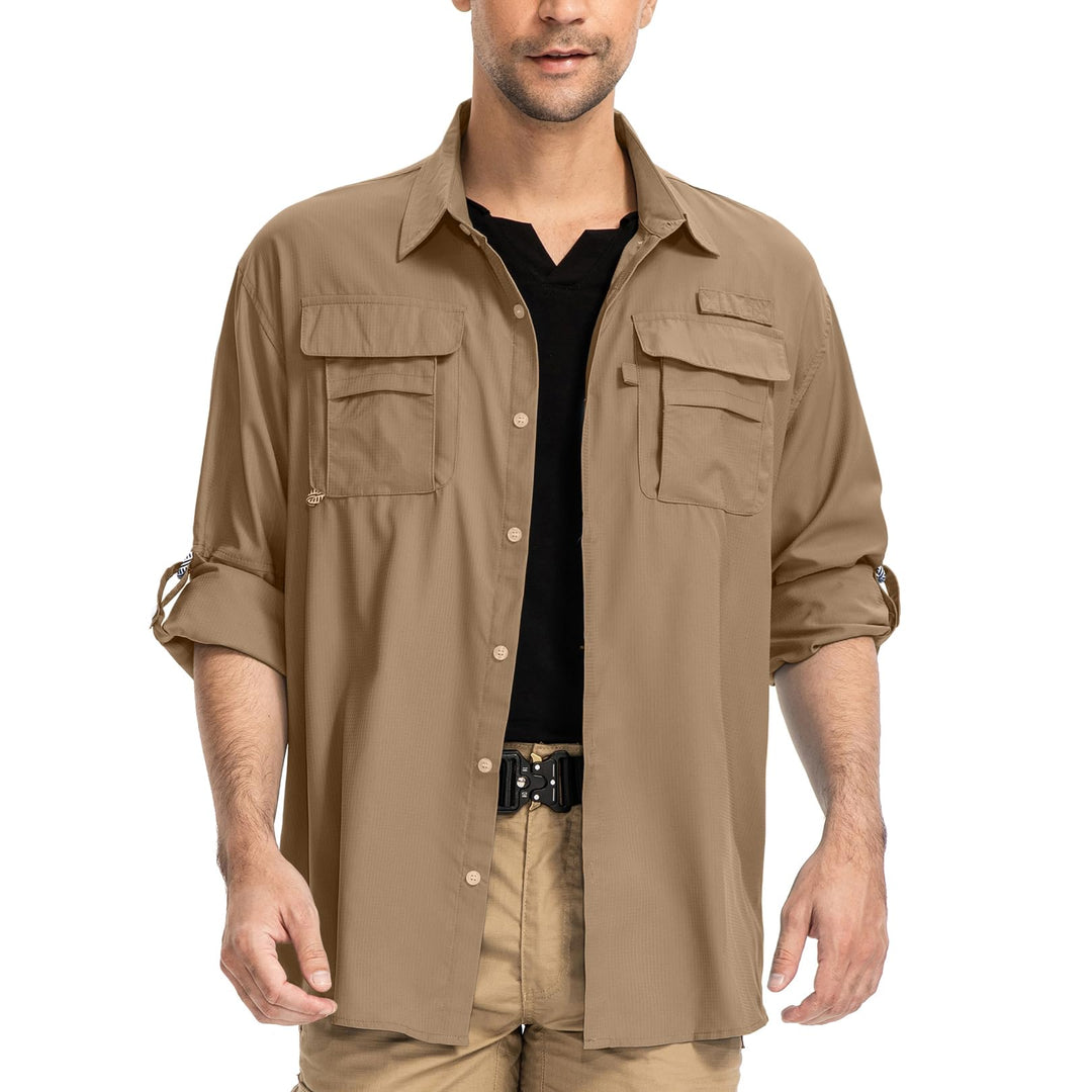 yeyity Outdoor Langarm Safari Hemd UPF50 UV Schutz Funktionshemd Atmungsaktiv Button Down Hemd für W