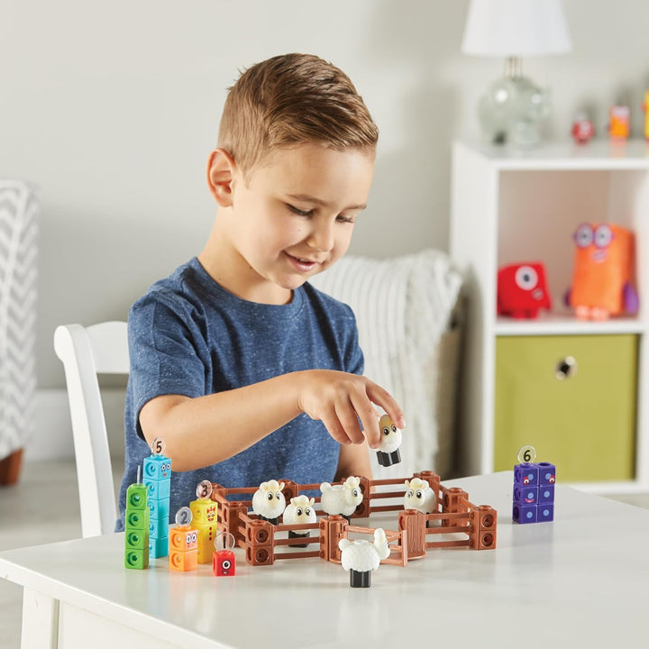 Learning Resources MathLink Würfelset Numberblocks Bauernhof mit Schafen, Alter 3 4 5 6, CBeebies Sp
