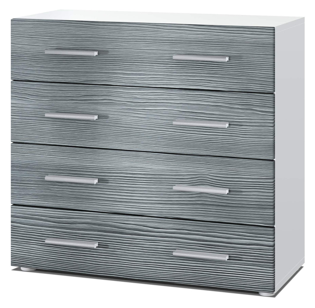 Vladon Sideboard Pavos, Kommode mit 4 Schubladen, Weiss matt/Avola-Anthrazit (76 x 72 x 35 cm), Avol