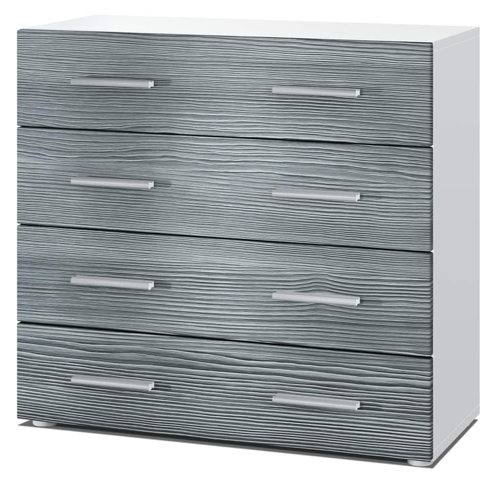 Vladon Sideboard Pavos, Kommode mit 4 Schubladen, Weiss matt/Avola-Anthrazit (76 x 72 x 35 cm), Avol