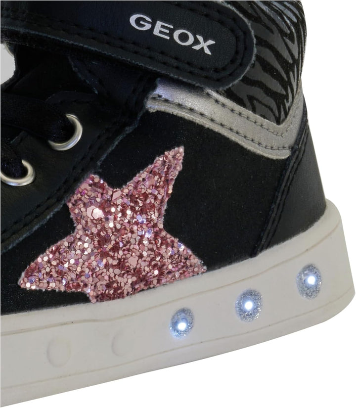 Geox Mädchen J Skylin Girl Sneaker 24 EU Black Dk Pink, 24 EU Black Dk Pink