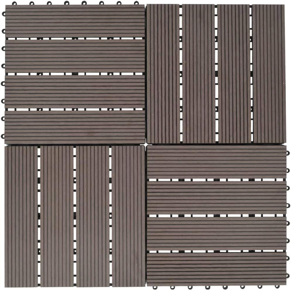Gecheer 11 Stück Terrassenfliesen WPC Fliesen Balkon Bodenbelag Gartenfliese Balkonfliese Klickflies