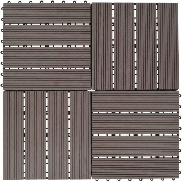 Gecheer 11 Stück Terrassenfliesen WPC Fliesen Balkon Bodenbelag Gartenfliese Balkonfliese Klickflies
