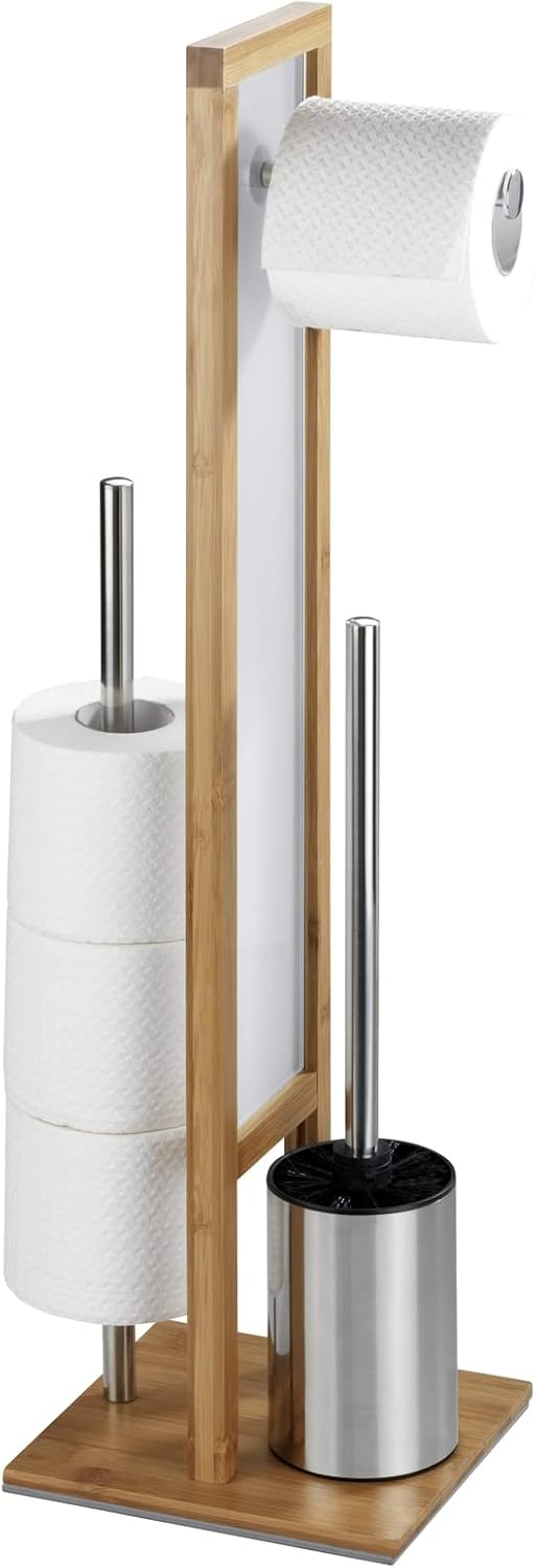 WENKO Stand WC-Garnitur Rivalta, mit integriertem Toilettenpapierhalter und WC-Bürstenhalter, aus ec