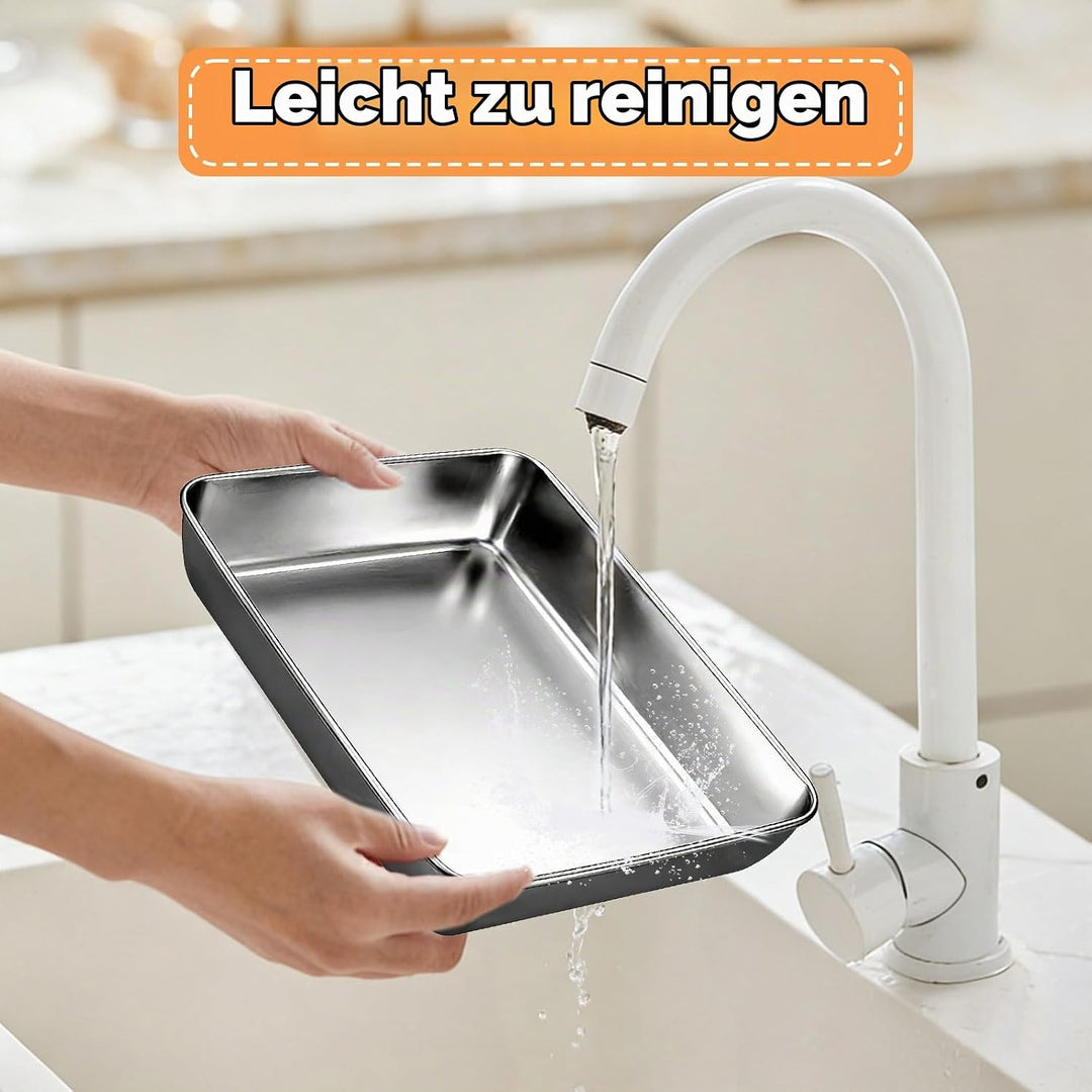 CHENGCKJ Panierschalen Set 6 Teilig Edelstahl Schale Rechteckig 25 x 19 x 5 cm Panierstrasse Schnitz