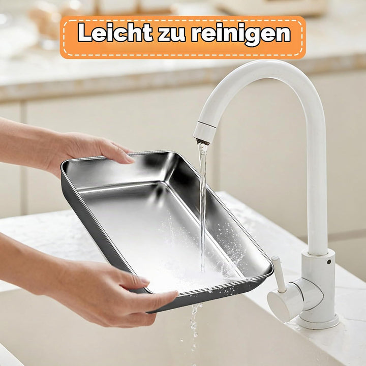 CHENGCKJ Panierschalen Set 6 Teilig Edelstahl Schale Rechteckig 25 x 19 x 5 cm Panierstrasse Schnitz