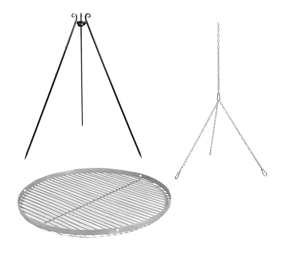 CookKing Stand-Grill Dreibein Grill massiv Edelstahlgitter 180cm 50cm Ø