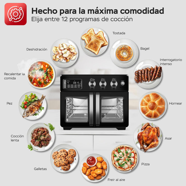 TurboTronic Mini Backofen - 4in1 Heissluftofen und Heissluftfritteuse XXL Version 32L inkl. Drehspie