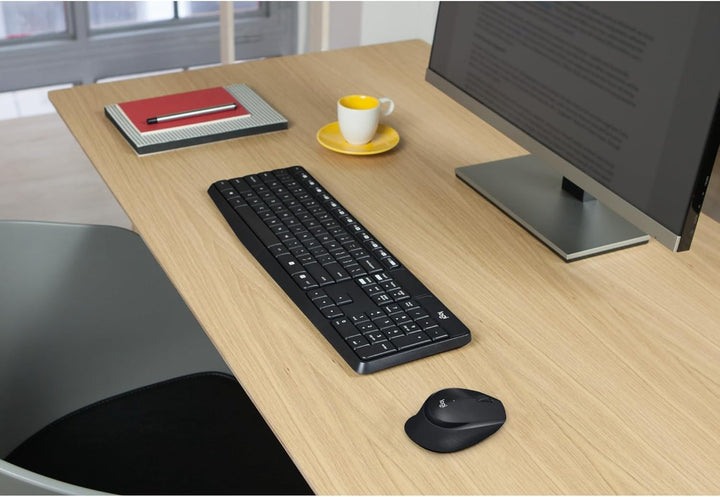 Logitech MK235 Kabelloses Set mit Tastatur und Maus für Windows, 2,4 GHz kabelloser Unifying-USB-Emp