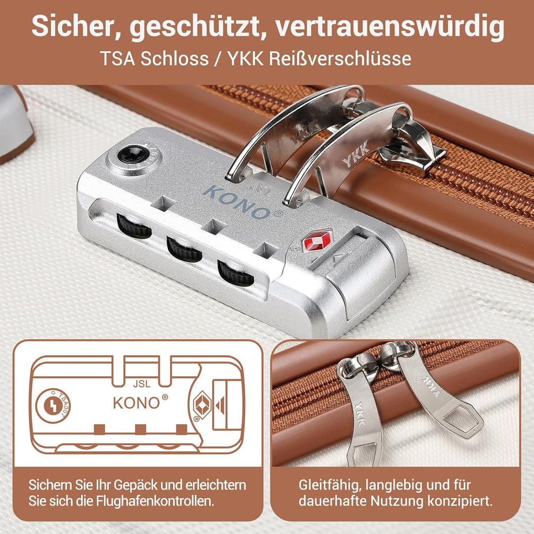 KONO Koffer Trolley Reisekoffer M (55cm) Cremeweiss, M (55cm) Cremeweiß