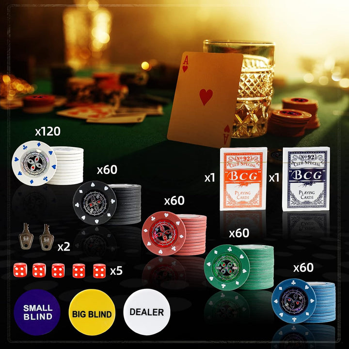 CCLIFE 360 PCS Pokerset Profi Pokerspiel inkl. Pokerkoffer Pokerdecks Dealer Button Poker Set Pokerc