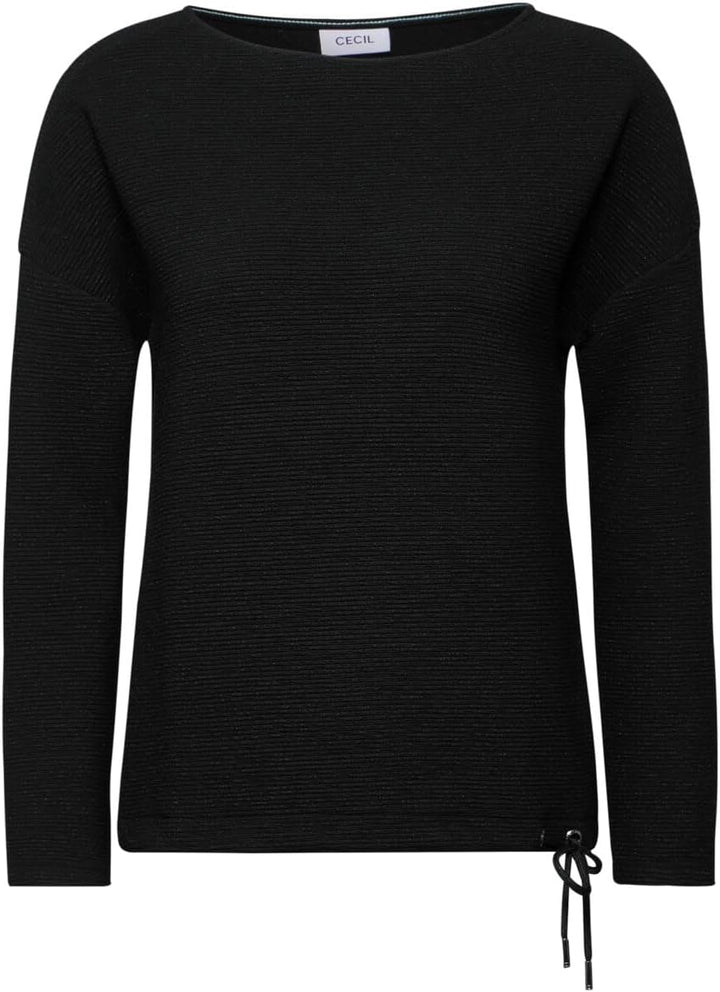 Cecil Damen Rippstrick Pullover XS Schwarz, XS Schwarz