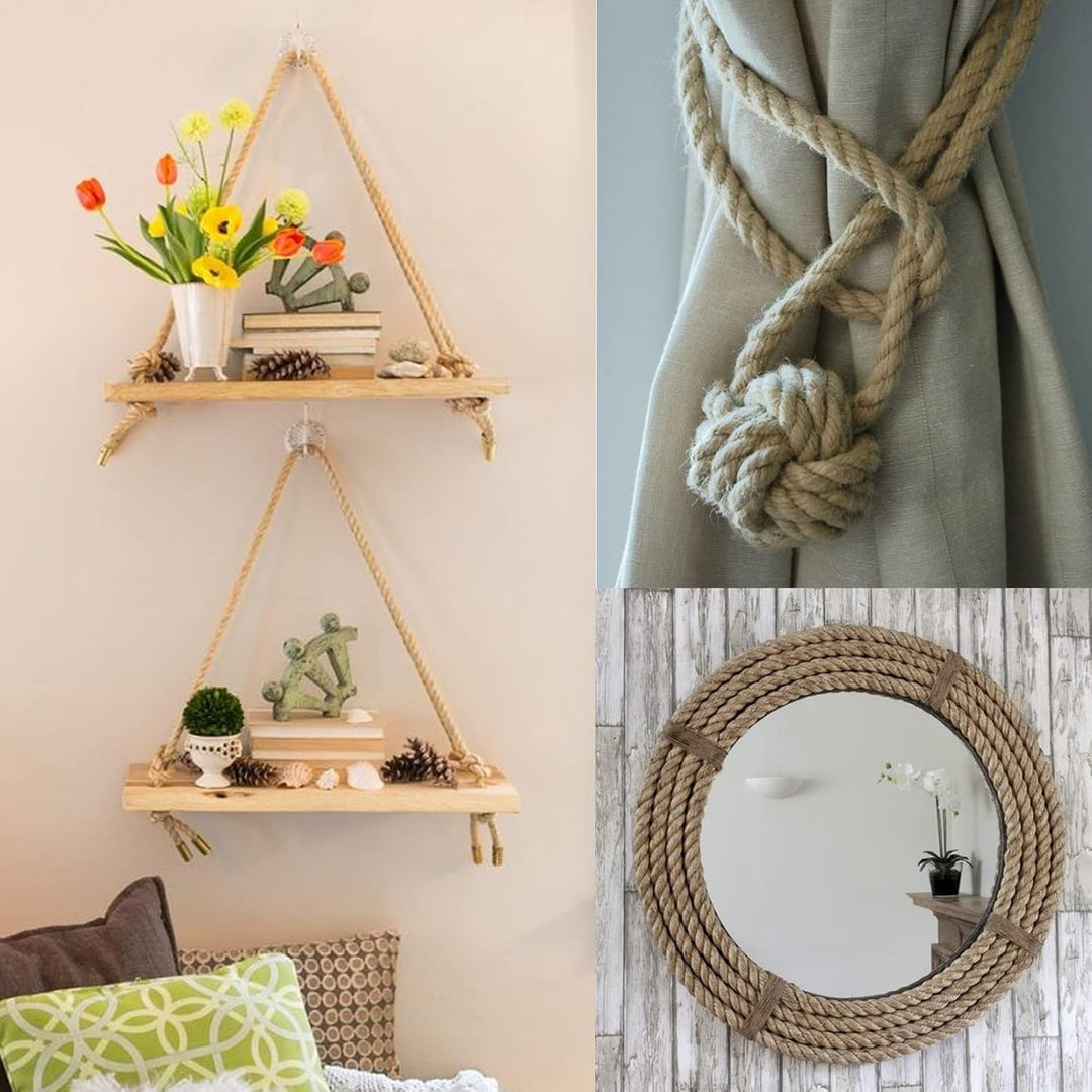 G2PLUS 16mm Dicke Juteseil, 10m Garten Hanfseil, Braun Juteseil zum Katzen Kratzbaum, 16mm Rustikal