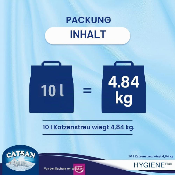 Catsan Hygiene-Katzenstreu, Nicht klumpend, 100% natürlich, saugfähig, 10 l, Weiss 10 l (Pack of 1),