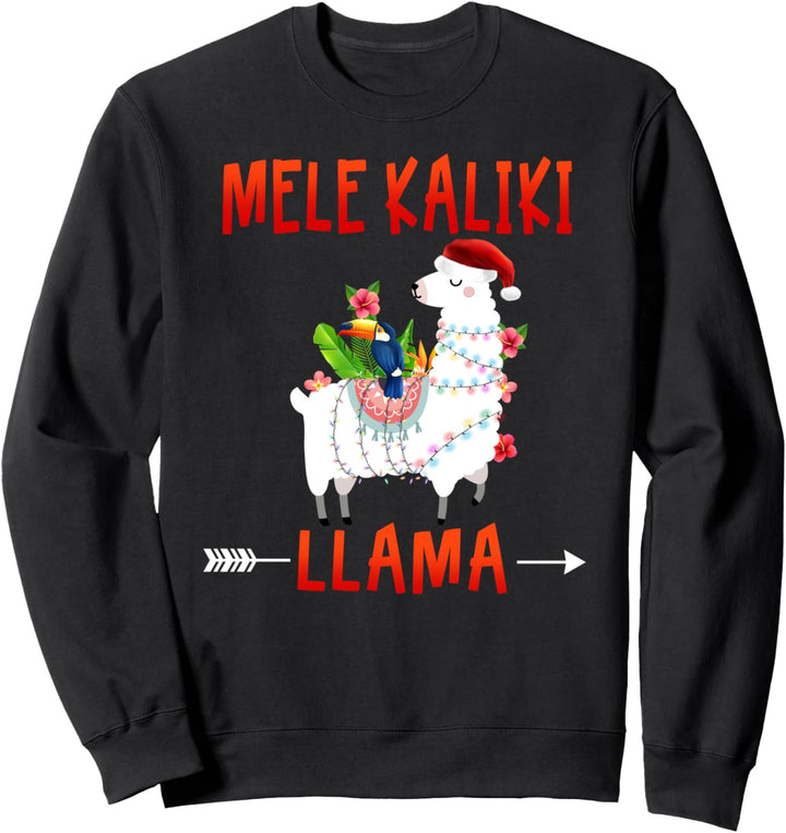 Mele Kalikimaka Kaliki Llama in christmas lights Hawaiian Sweatshirt