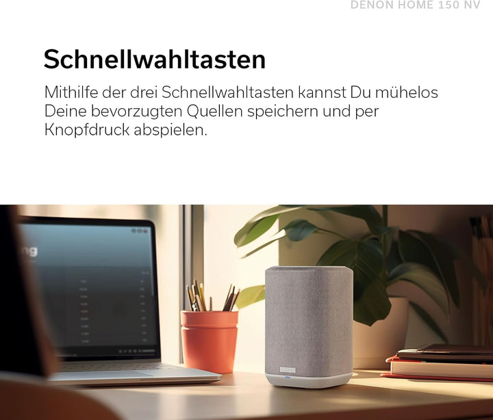 Denon Home 150 NV kabelloser Lautsprecher mit integrierter HEOS Multiroom-Technologie, Bluetooth, Ap