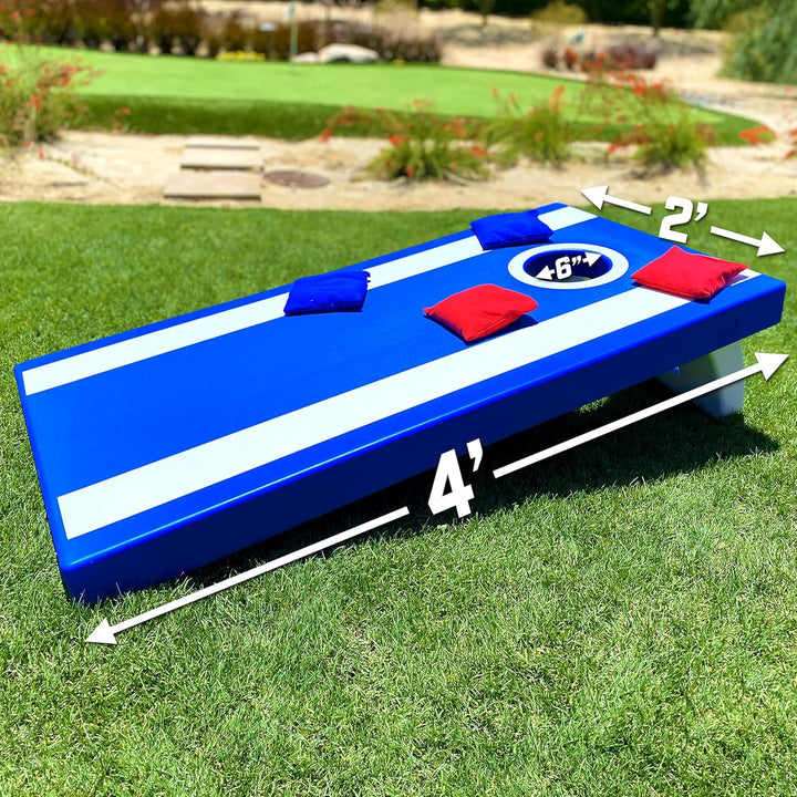 GoSports 1,2 x 0,6 m Allwetter-Cornhole Boards – Amerikanische Flagge, rot oder blau – Spielset enth
