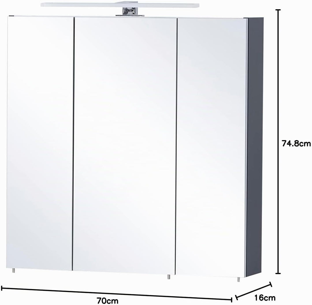 Schildmeyer Kent Spiegelschrank, Holzwerkstoff, Nachtblau, 70 x 16 x 74,8 cm Nachtblau 70 x 16 x 74,