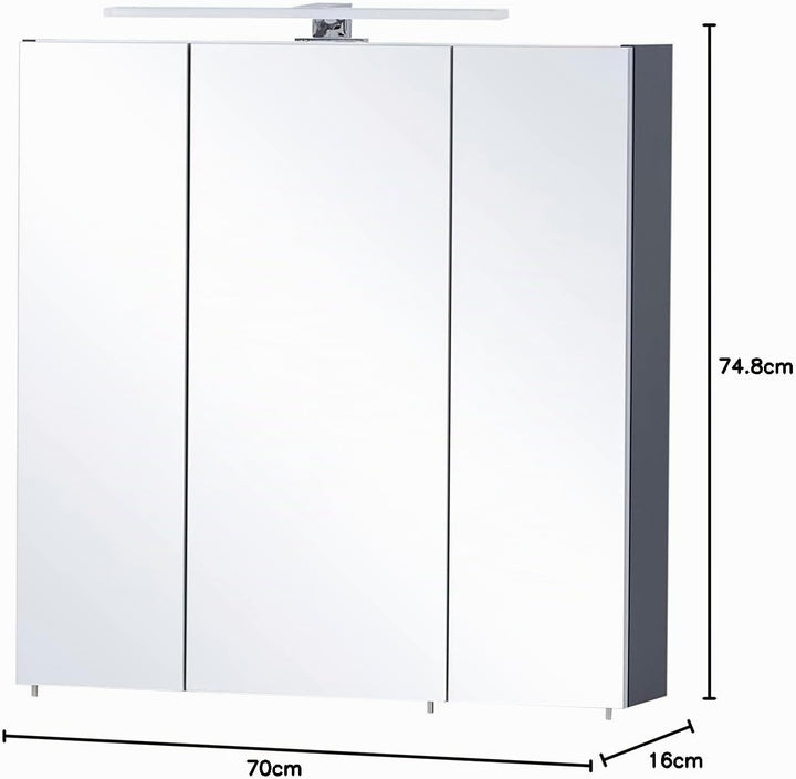 Schildmeyer Kent Spiegelschrank, Holzwerkstoff, Nachtblau, 70 x 16 x 74,8 cm Nachtblau 70 x 16 x 74,