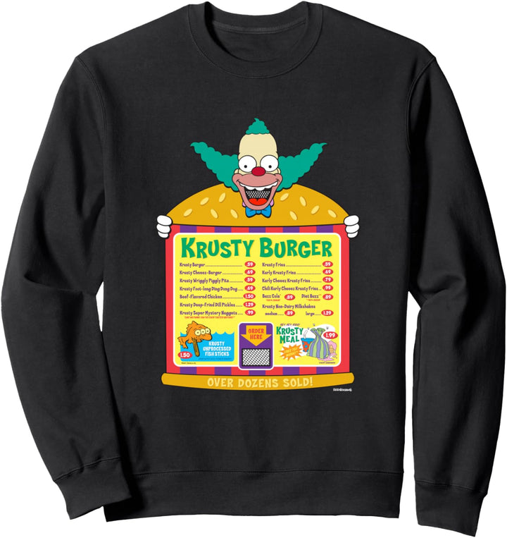 The Simpsons Krusty the Clown Krusty Burger Menu Sweatshirt