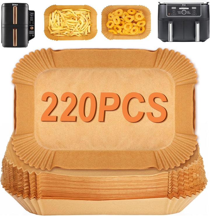 YQL 220 Stück Backpapier für Heissluftfritteuse, Heissluftfritteuse Zubehör für Ninja Foodi Dual Zon