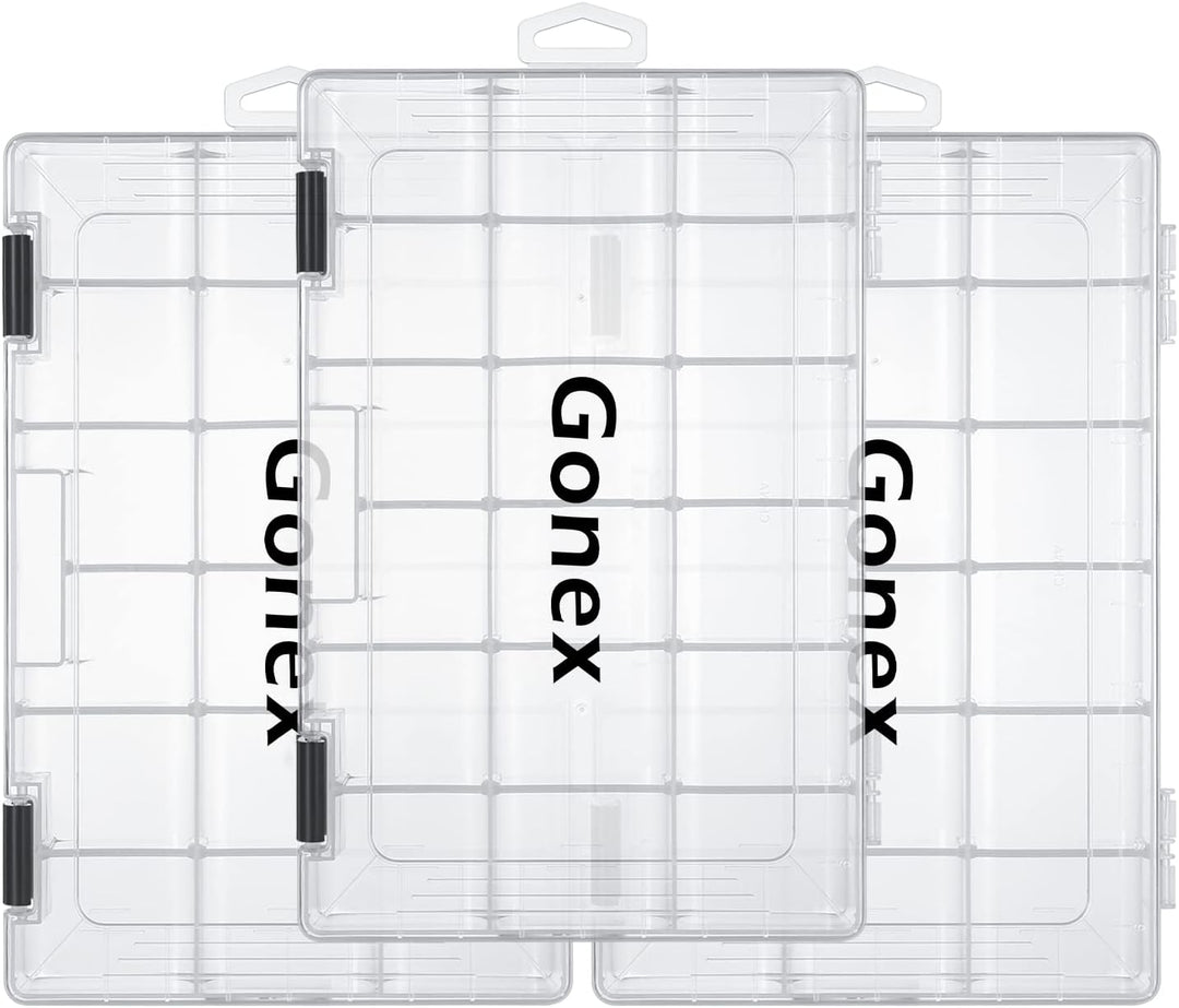Gonex Köderboxen Angeln, Tackle Boxes 3/4 Stück, Transparente Kunststoff Angelbox mit Verstellbaren