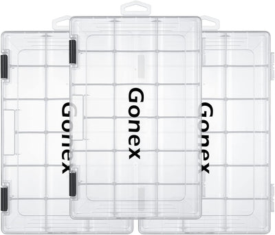 Gonex Köderboxen Angeln, Tackle Boxes 3/4 Stück, Transparente Kunststoff Angelbox mit Verstellbaren