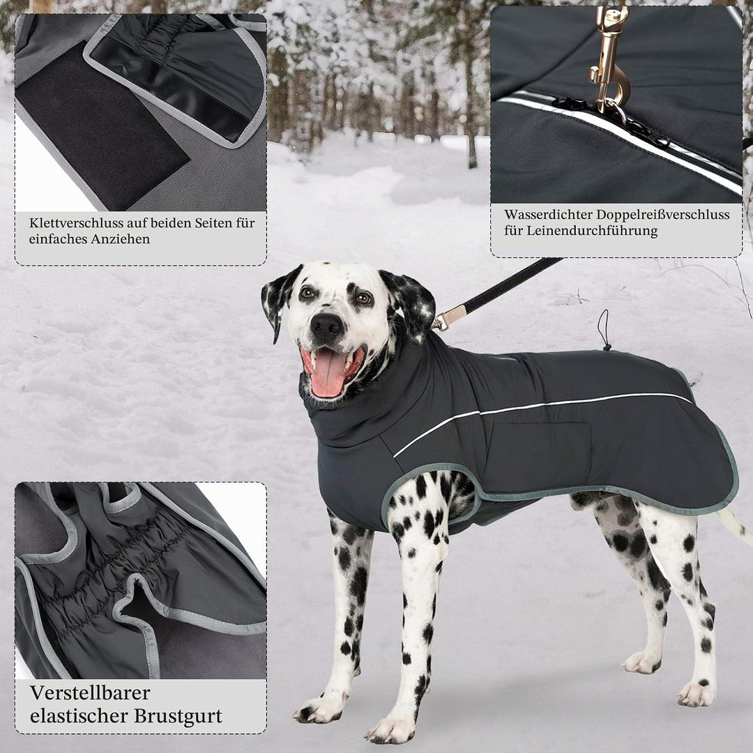 Hundemantel Warm Wasserdicht Hundejacke Winter Fleecemantel Hund Regenjacke Reflektierend mit Reissv