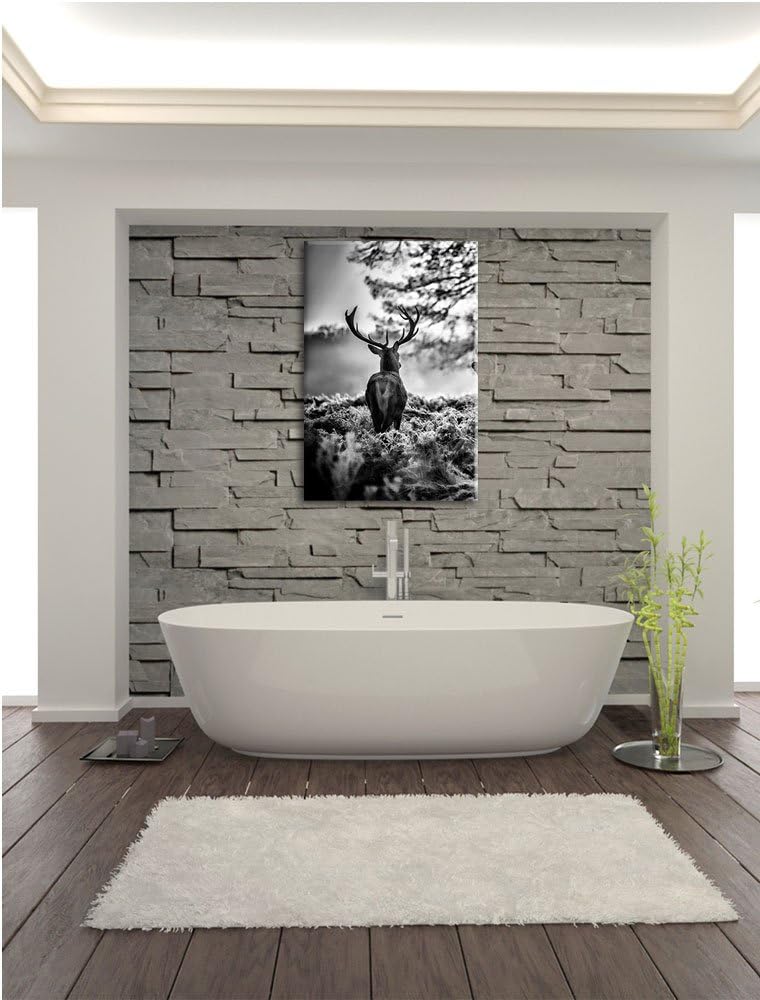 Pixxprint Hirsch Rivalen kämpfen als Leinwandbild/Grösse: 100x70 / Wandbild/Kunstdruck/fertig bespan