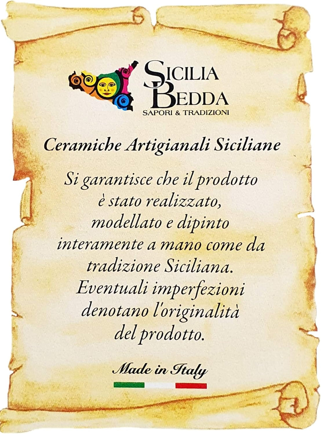 sicilia bedda - Sizilianisches Pigna aus Caltagirone-Keramik, verzierter Fuss, 100% sizilianische Ha