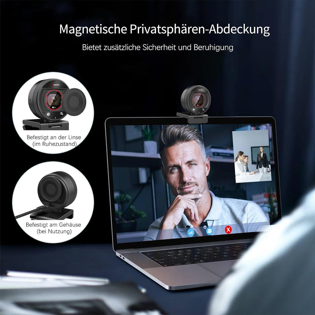 Angetube 4K Webcam für PC, 1080P@60FPS Streaming-Kamera mit PDAF Autofokus, AI Rauschunterdrückung,