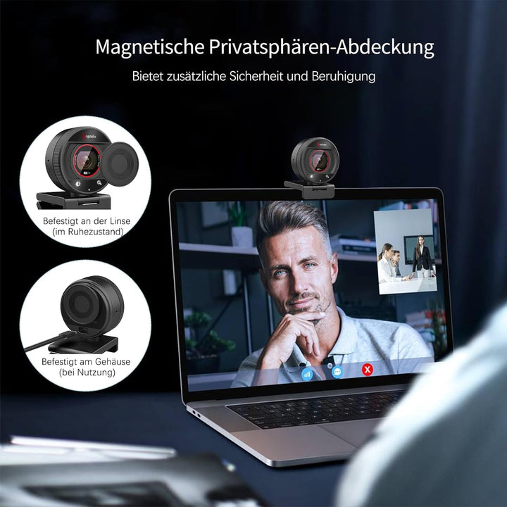 Angetube 4K Webcam für PC, 1080P@60FPS Streaming-Kamera mit PDAF Autofokus, AI Rauschunterdrückung,