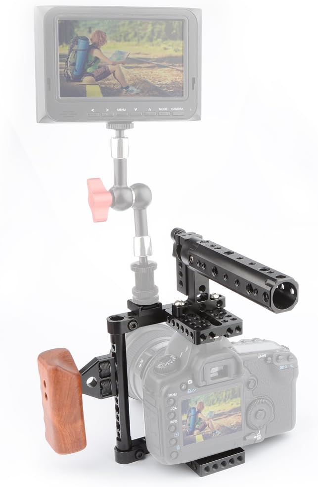 CAMVATE DSLR Kamera Käfig EIN Top Griff Holz Grip für 60D A99 D7000 G7